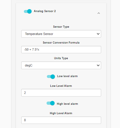 ThingsLog analog temperature sensor configuration